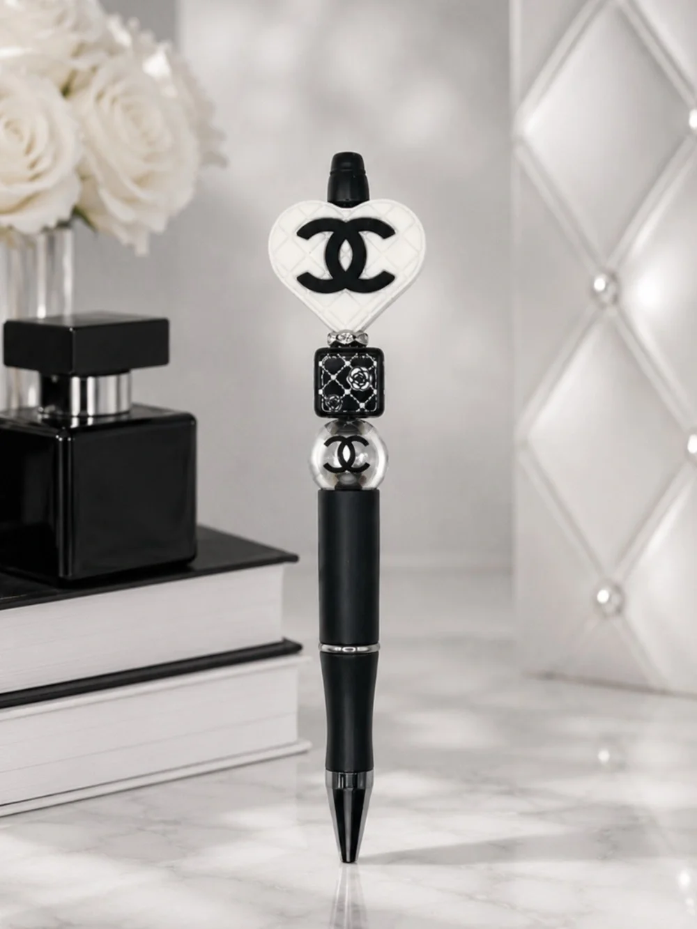 Onyx & Ivory Beaded Pen